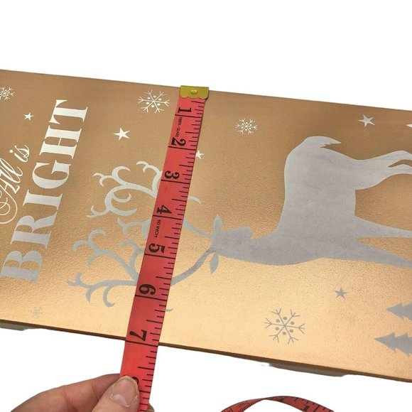 Christmas All is Calm All is Bright with Deer Box Sign Snow Rectangular Wooden - Picture 6 of 7